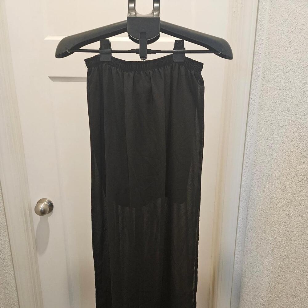 Black maxi skirt with sheer panel